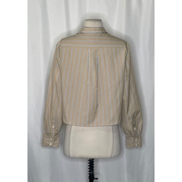 RAG & BONE Maxine Cropped Shirt Top Khaki Multi Stripe Buttondown X-Small - Picture 9 of 14